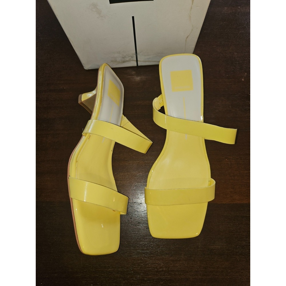 DOLCE VITA Womens‎ Bertie Yellow Square Toe Kitten Heel Slip On Heeled Sandal 9 - Picture 6 of 8